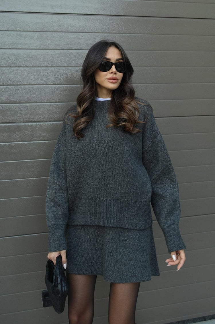 Esme | Women's Knit Sweater and Skirt Two-Piece Set, Soft Relaxed Fit Matching Set