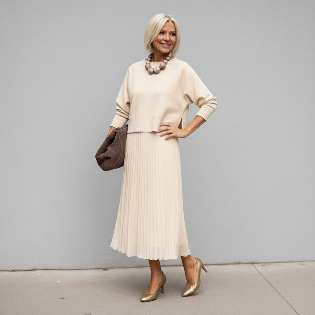 Emmie | Women's Knit Two-Piece Set, Sleeveless Dress and Layering Top Outfit