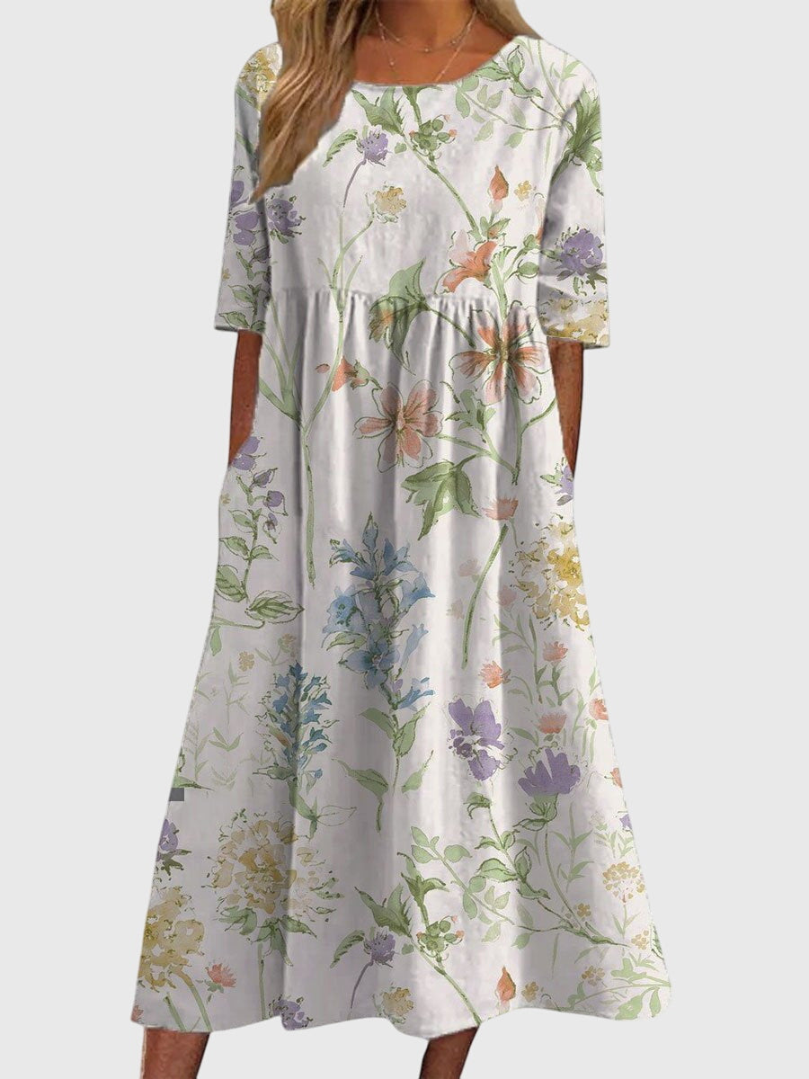Djala | Women's Embroidered Flowy Dress, Relaxed Fit Casual Summer Dress