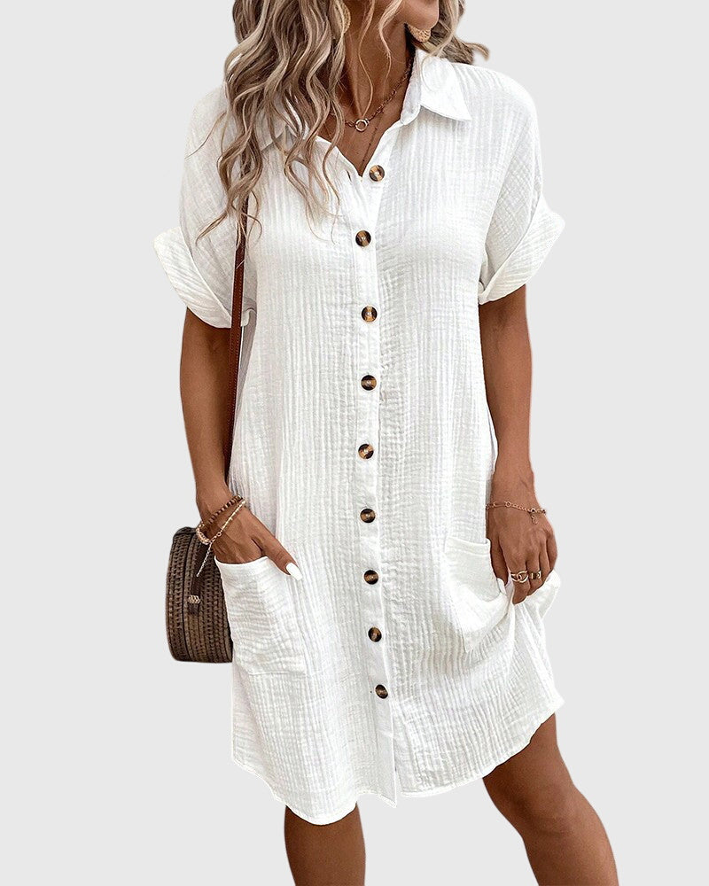 Caroline | Women's Relaxed Fit Midi Dress, Light Breathable Warm Weather Dress