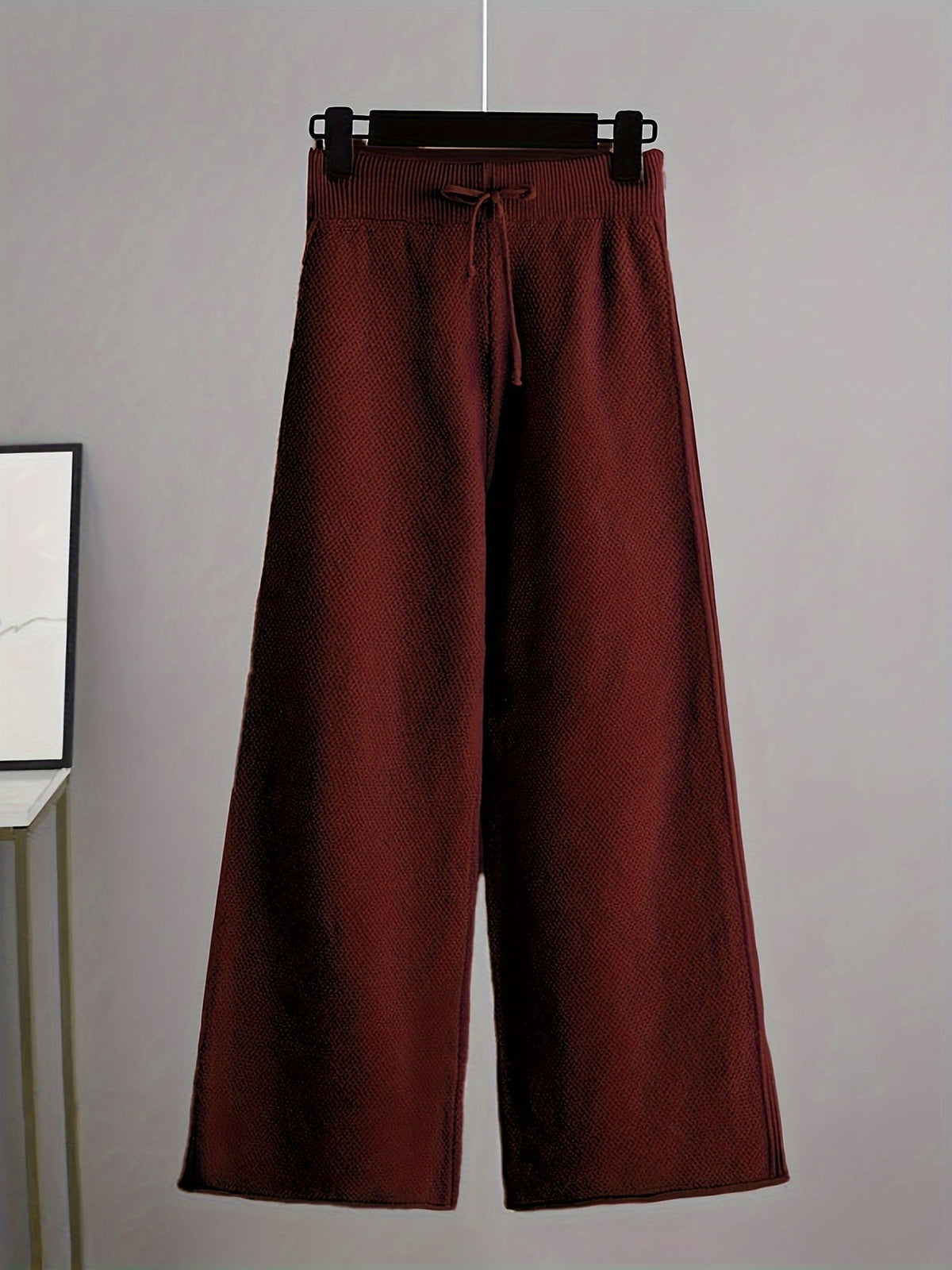 Emily | Women's Knit Two-Piece Loungewear Set, Ribbed Sweater and Wide-Leg Trousers