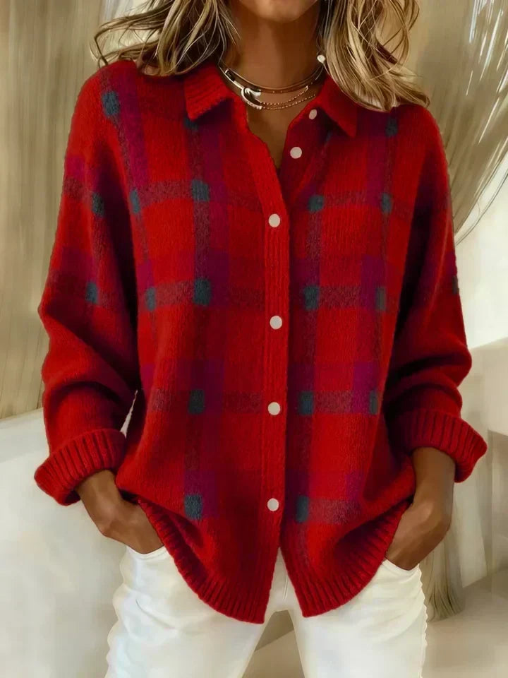Danique | Women's Retro Plaid Acrylic Blend Sweater, Warm Knit Winter Sweater
