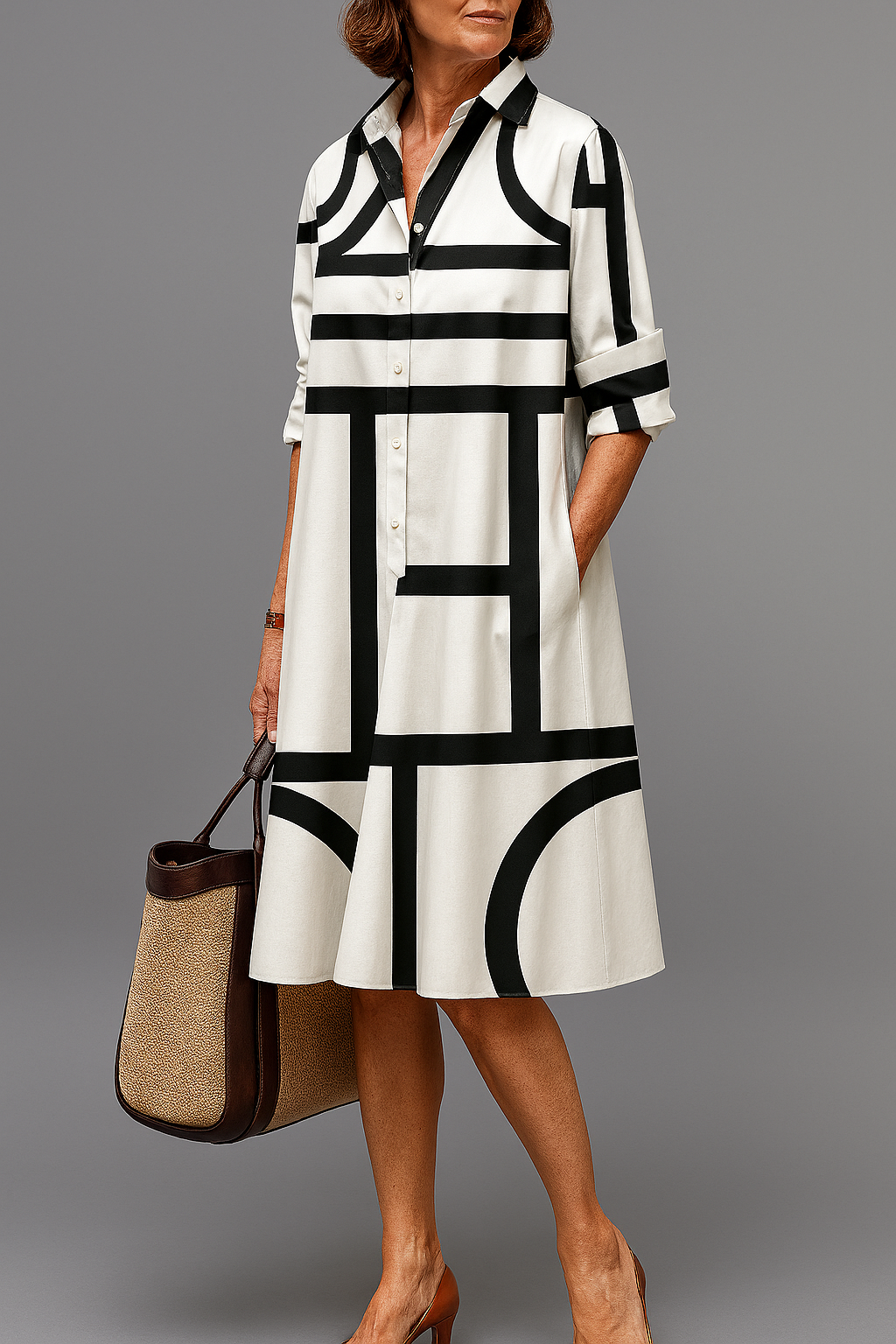 Diana | Women's Minimalist Midi Dress, Fluid Drape Workwear Dress for Work or Leisure