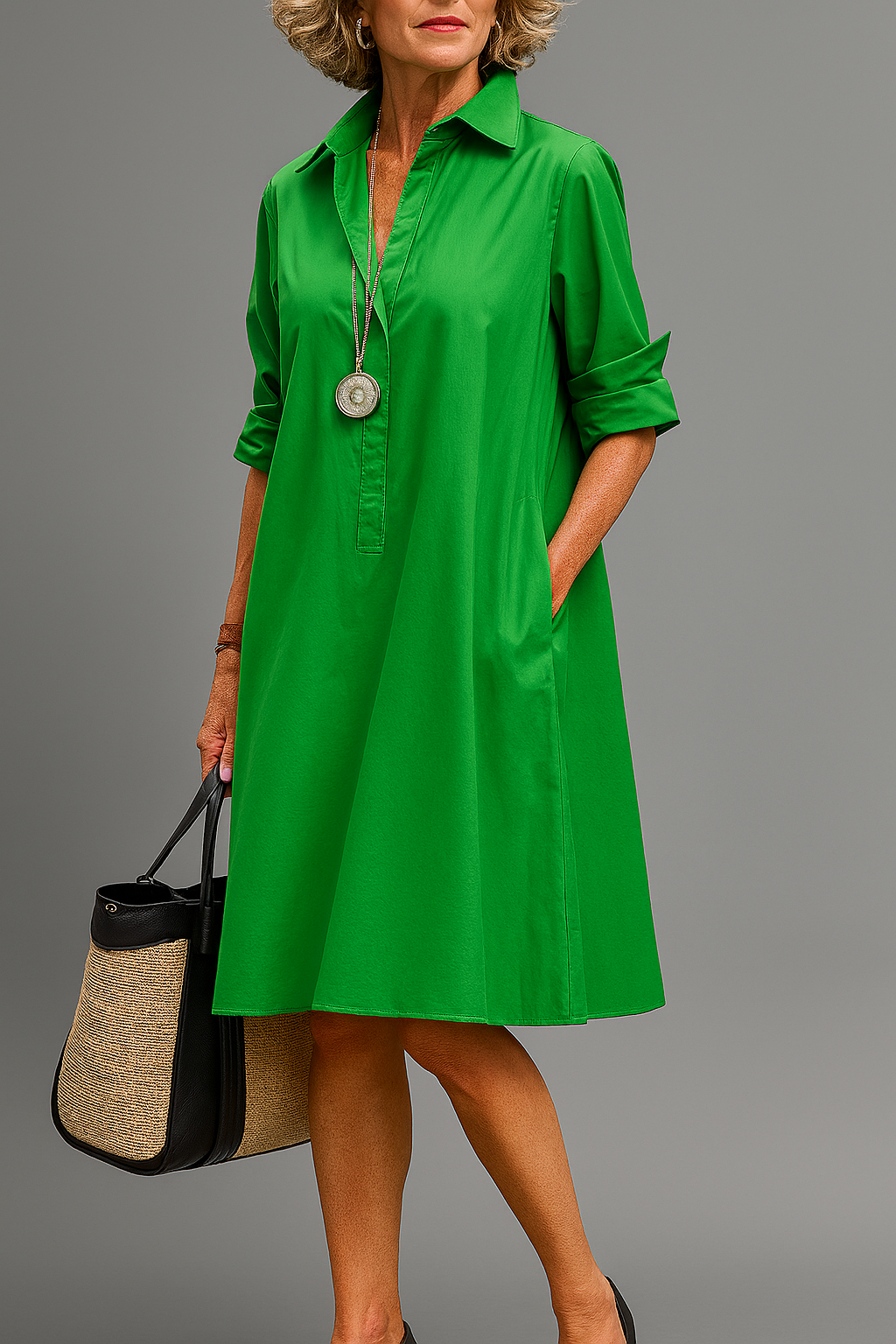 Diana | Women's Minimalist Midi Dress, Fluid Drape Workwear Dress for Work or Leisure