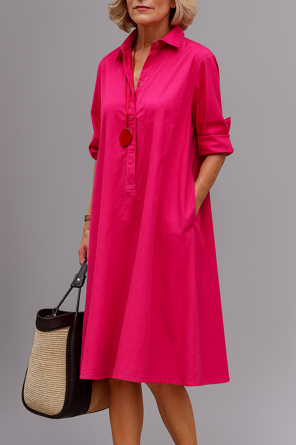 Diana | Women's Minimalist Midi Dress, Fluid Drape Workwear Dress for Work or Leisure