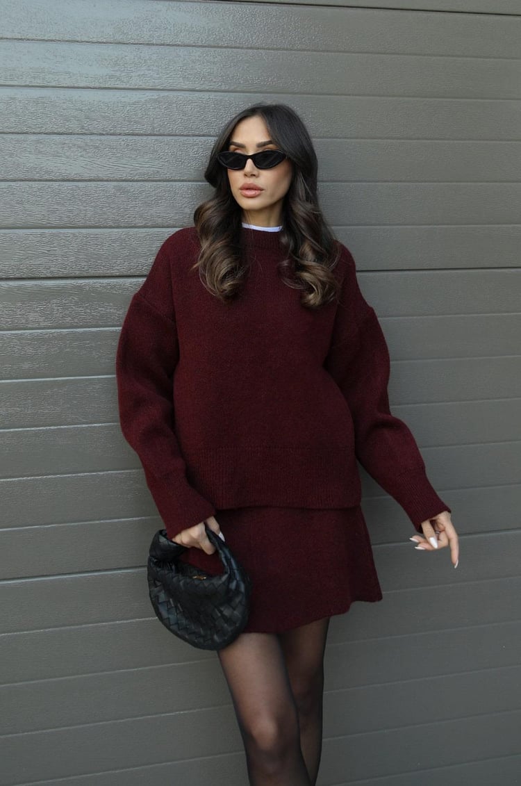 Esme | Women's Knit Sweater and Skirt Two-Piece Set, Soft Relaxed Fit Matching Set