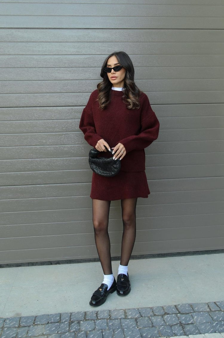 Esme | Women's Knit Sweater and Skirt Two-Piece Set, Soft Relaxed Fit Matching Set
