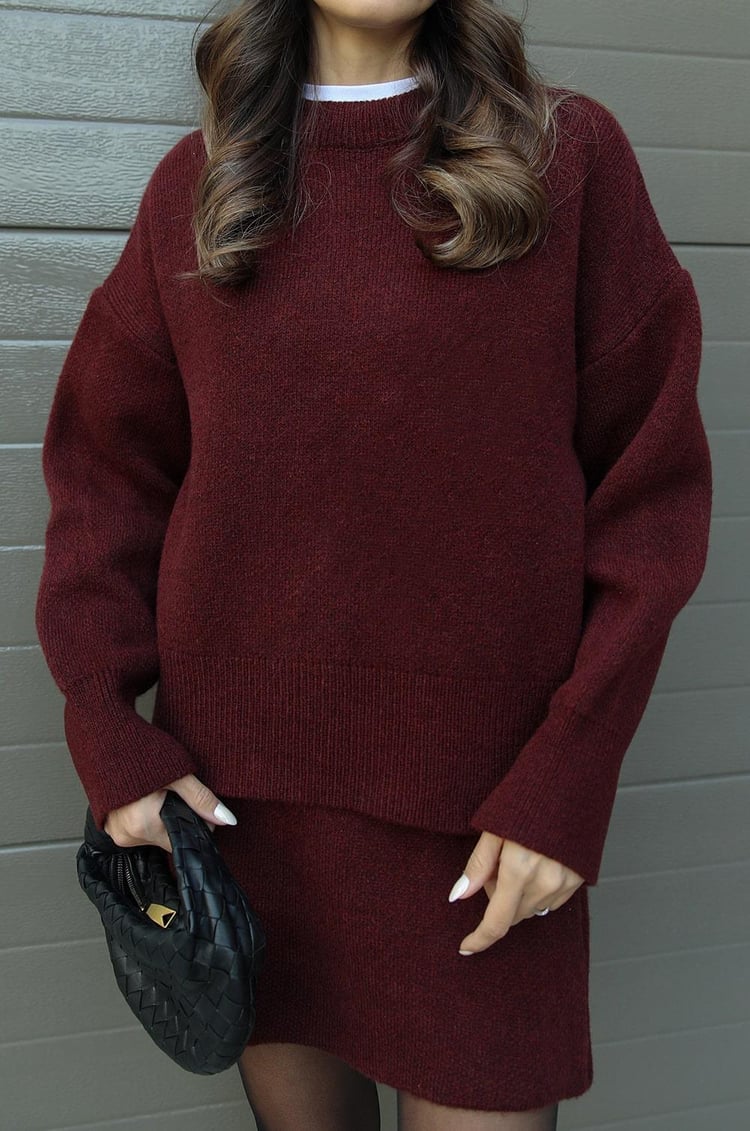 Esme | Women's Knit Sweater and Skirt Two-Piece Set, Soft Relaxed Fit Matching Set
