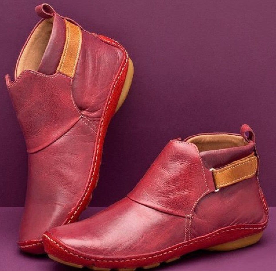 Elsa | Women's Vegan Leather Ankle Boots, Wide Fit Cushioned Boots with Warm Lining