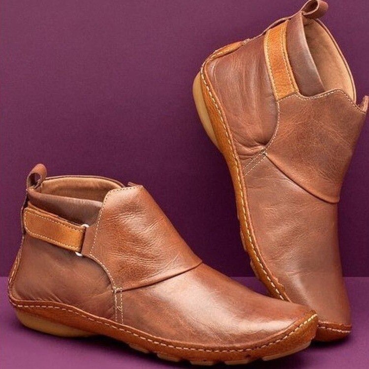 Elsa | Women's Vegan Leather Ankle Boots, Wide Fit Cushioned Boots with Warm Lining