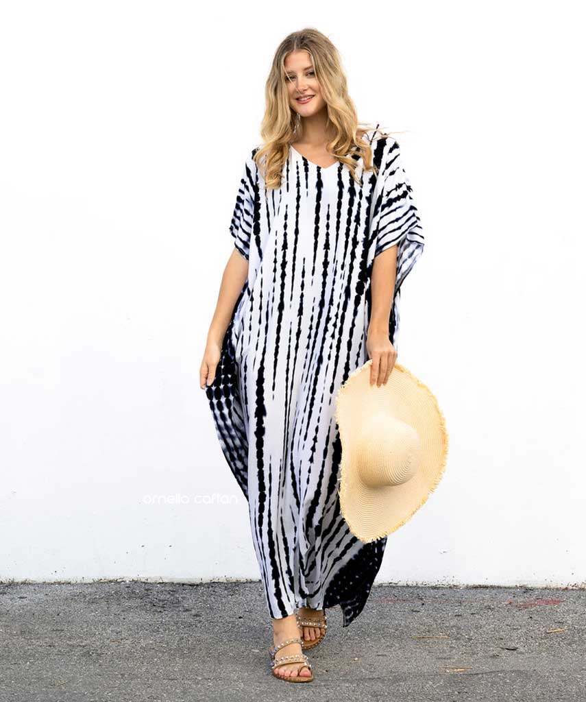 Joanna | Women's Cotton Linen Caftan Maxi Dress, Loose Fit Beach Dress