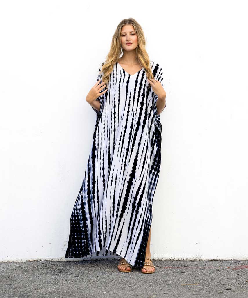 Joanna | Women's Cotton Linen Caftan Maxi Dress, Loose Fit Beach Dress