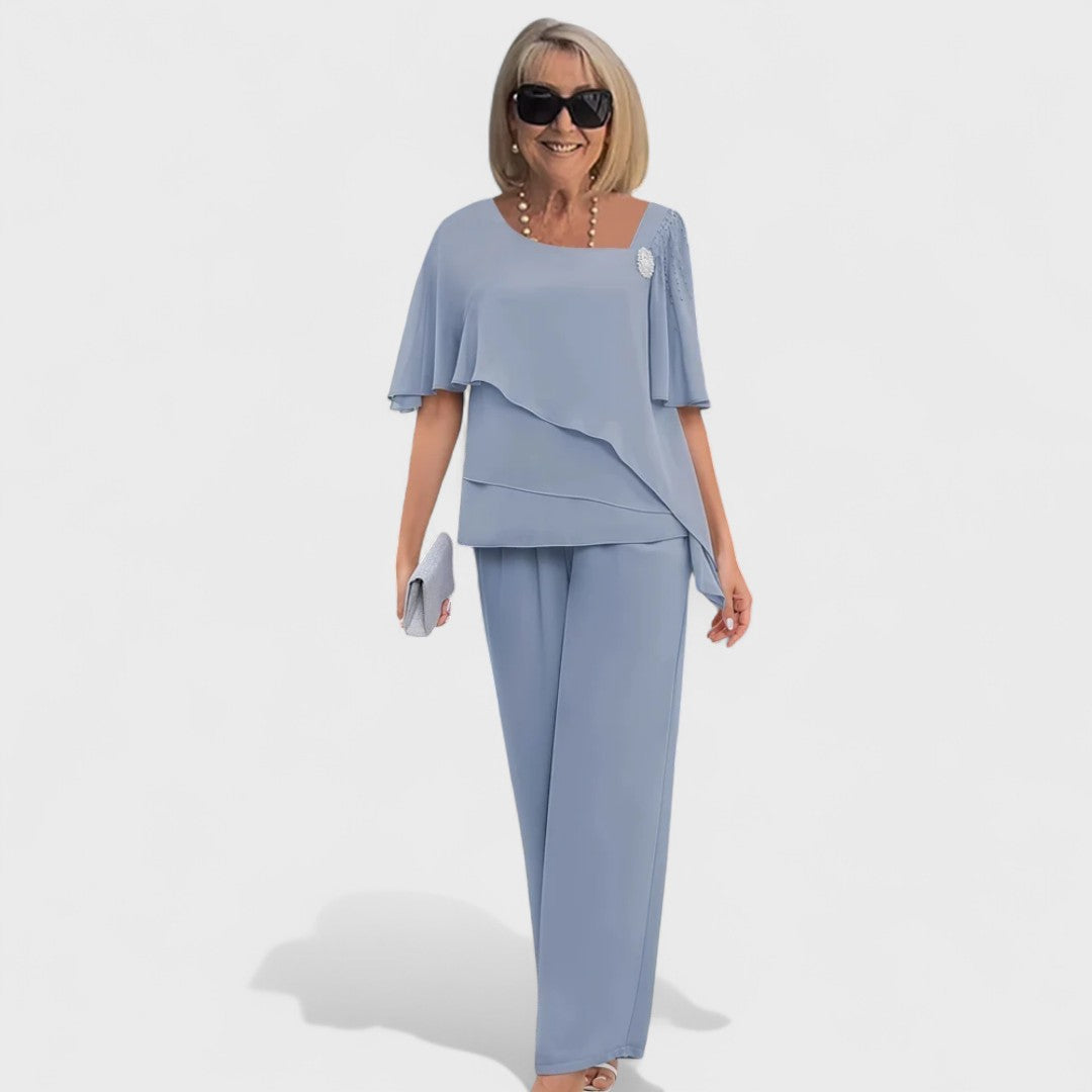 Wynonna | Women's Layered Two-Piece Set, Top and Wide-Leg Trousers for Parties