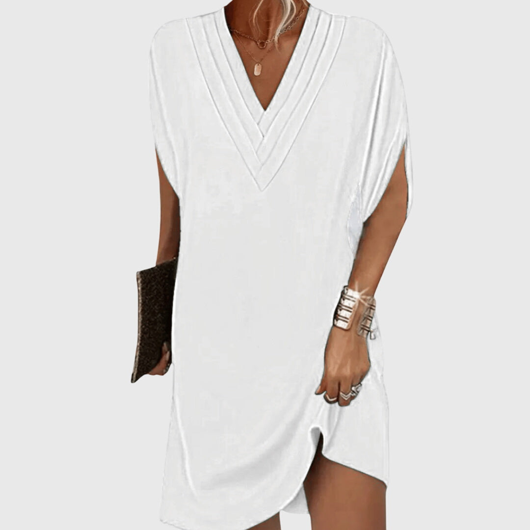 Anita | Women's V-Neck Mini Dress, Flowy Tummy-Hiding Casual Dress