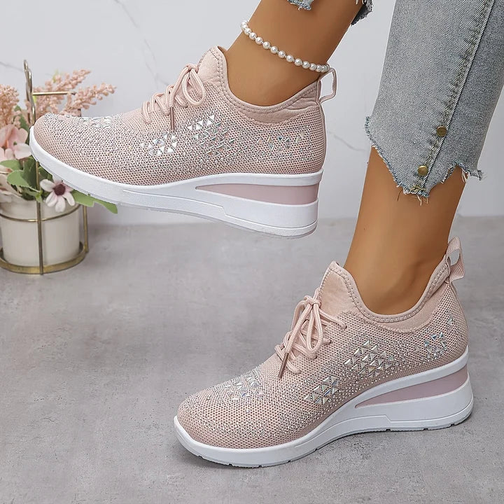 Bonnie | Women's Breathable Mesh Sneakers, Rhinestone Cushioned Comfort Shoes with Arch Support