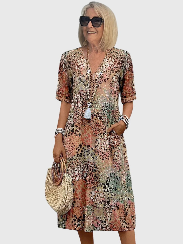 Bella | Women's Floral Print Midi Dress, Lightweight Garden Party Dress