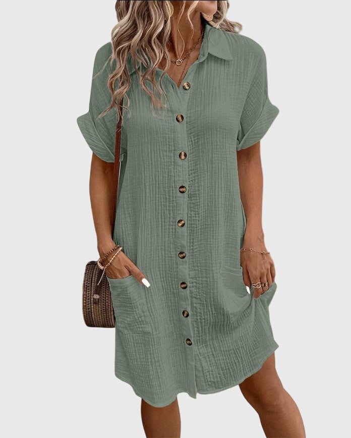 Caroline | Women's Relaxed Fit Midi Dress, Light Breathable Warm Weather Dress