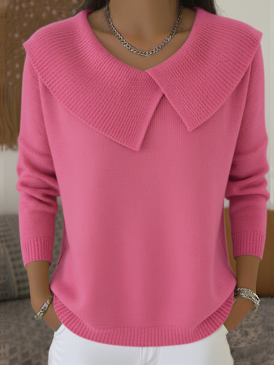Cassidy | Women's Warm Collared Sweater, Pleat Detail Soft Knit Winter Pullover