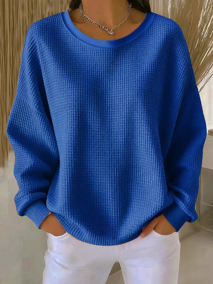 Elora | Women's Textured Knit Sweater, Soft Relaxed Fit Casual Pullover