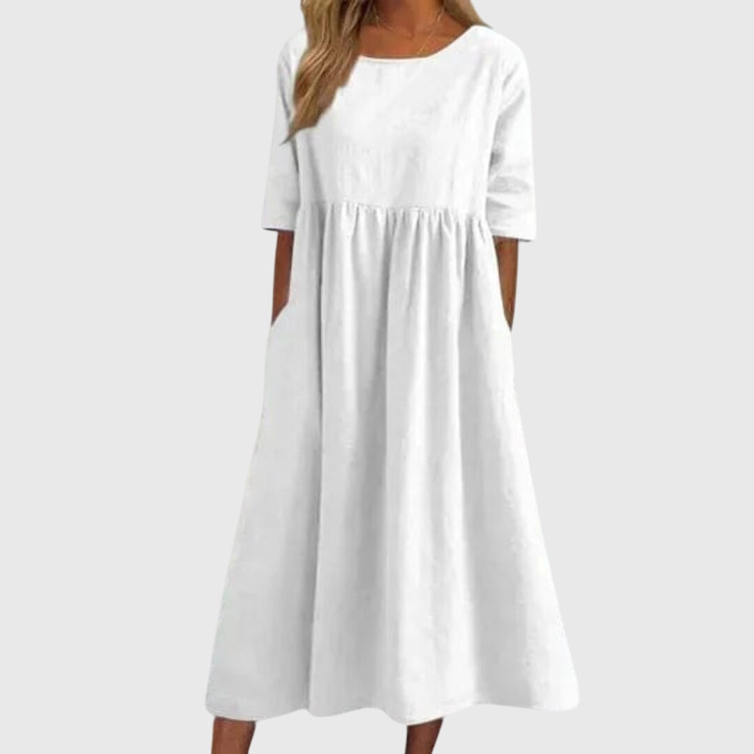 Haisley | Women's Elegant Short Sleeve Dress, Flattering Midi Day to Night Dress