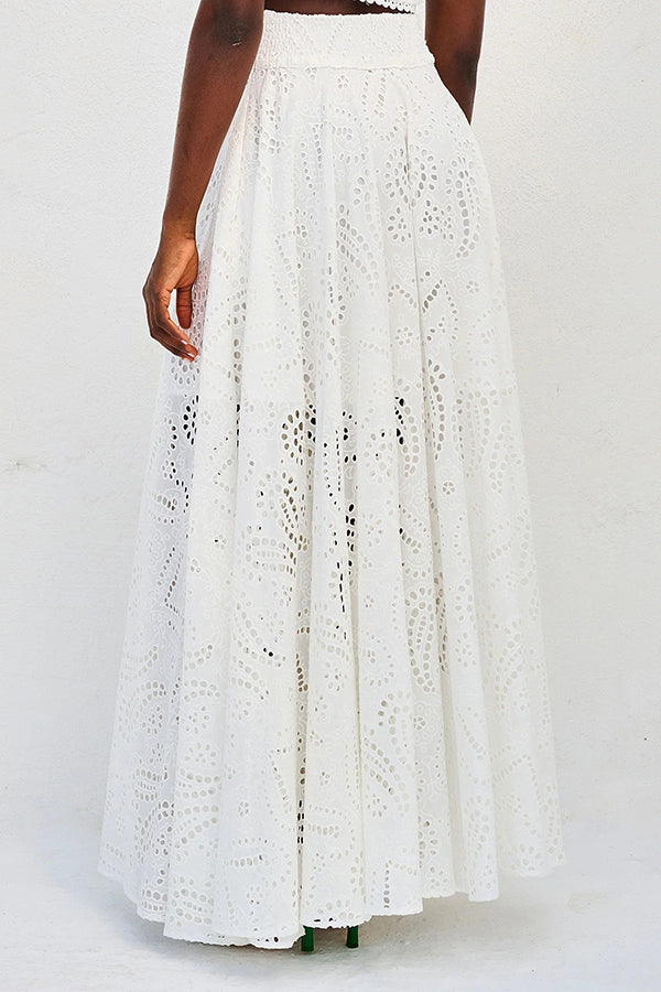 Larissa | Women's Two-Piece Skirt Set, Embroidered Crop Top and High-Waist Maxi Skirt