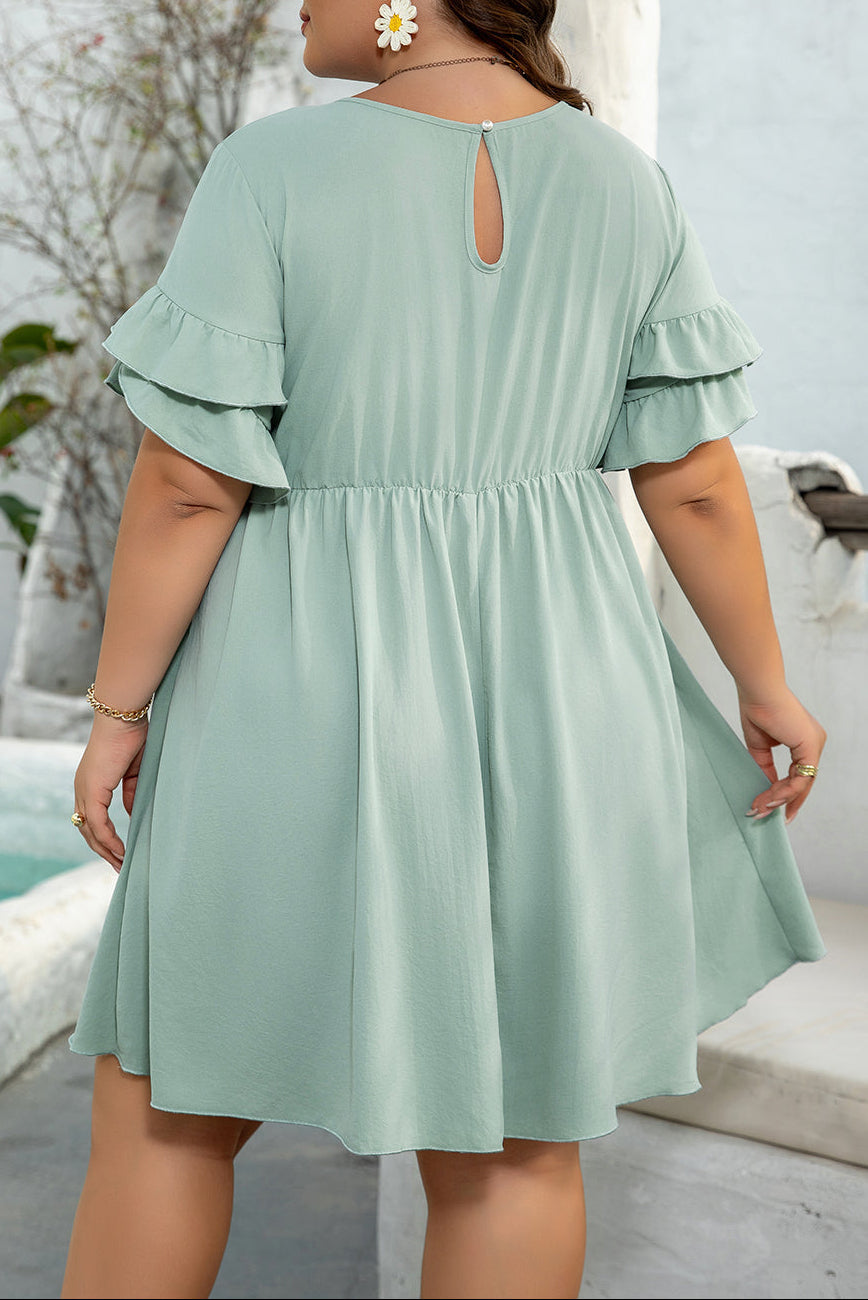 Willow | Women's Ruffle Mini Dress, Recycled Polyester Short Sleeve Flared Summer Dress