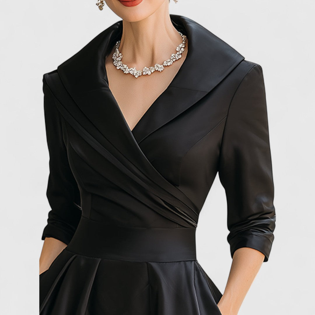 Marley Quinn | Women's V-Neck Wrap Midi Dress, Three-Quarter Sleeve Dress with Pockets
