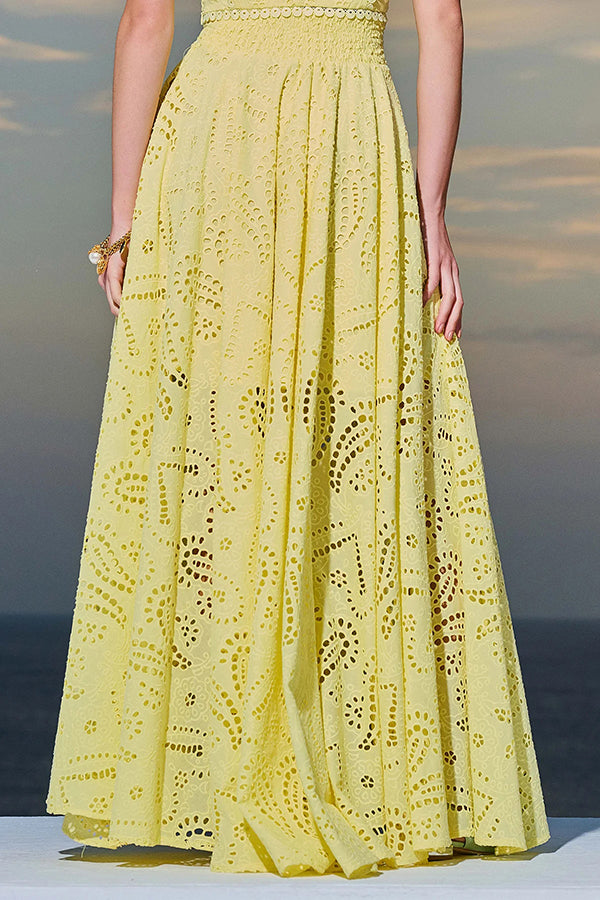 Larissa | Women's Two-Piece Skirt Set, Embroidered Crop Top and High-Waist Maxi Skirt