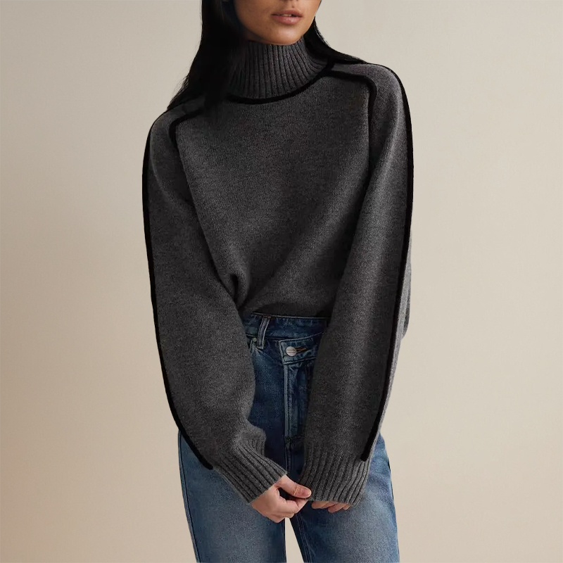 Malia | Women's Turtleneck Knit Sweater, Warm Relaxed Fit Winter Jumper