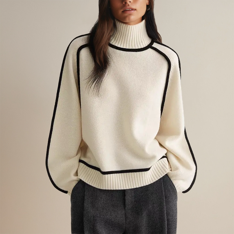 Malia | Women's Turtleneck Knit Sweater, Warm Relaxed Fit Winter Jumper