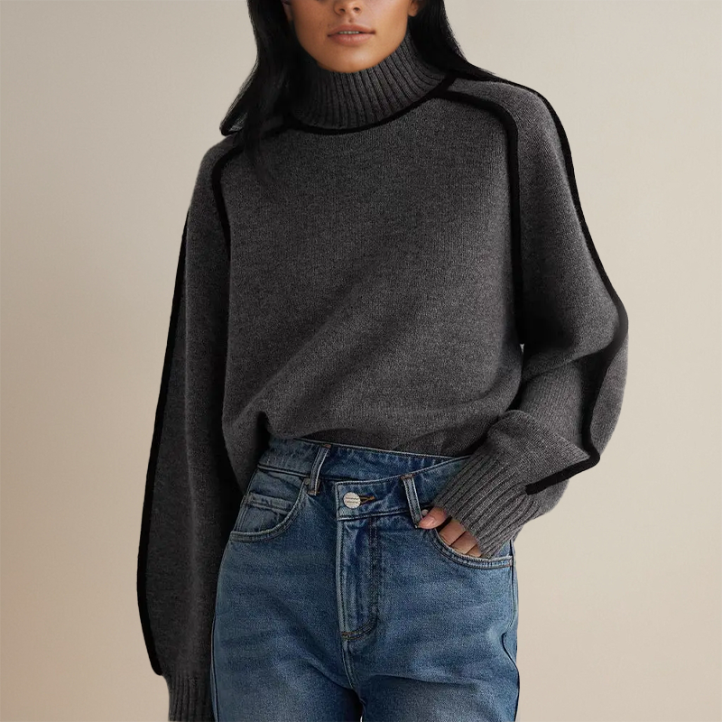 Malia | Women's Turtleneck Knit Sweater, Warm Relaxed Fit Winter Jumper