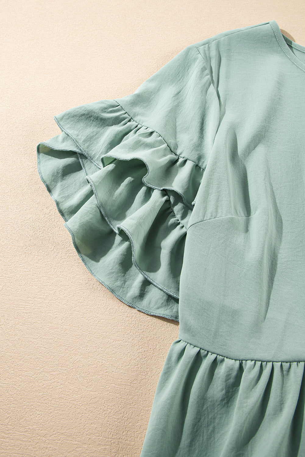 Willow | Women's Ruffle Mini Dress, Recycled Polyester Short Sleeve Flared Summer Dress