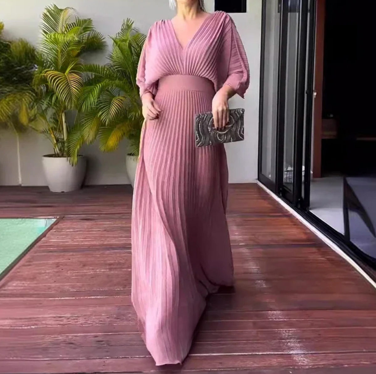 Greta | Women's Pleated Maxi Dress, Flowing Long Dress for Special Occasions