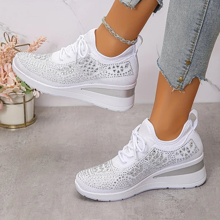 Bonnie | Women's Breathable Mesh Sneakers, Rhinestone Cushioned Comfort Shoes with Arch Support