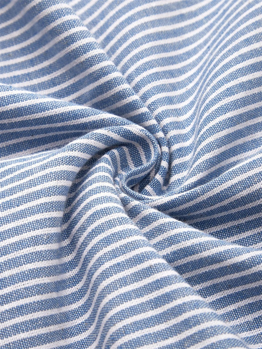 Louise | Women's Striped A-Line Midi Dress, Lightweight Polyester Dress with Pockets