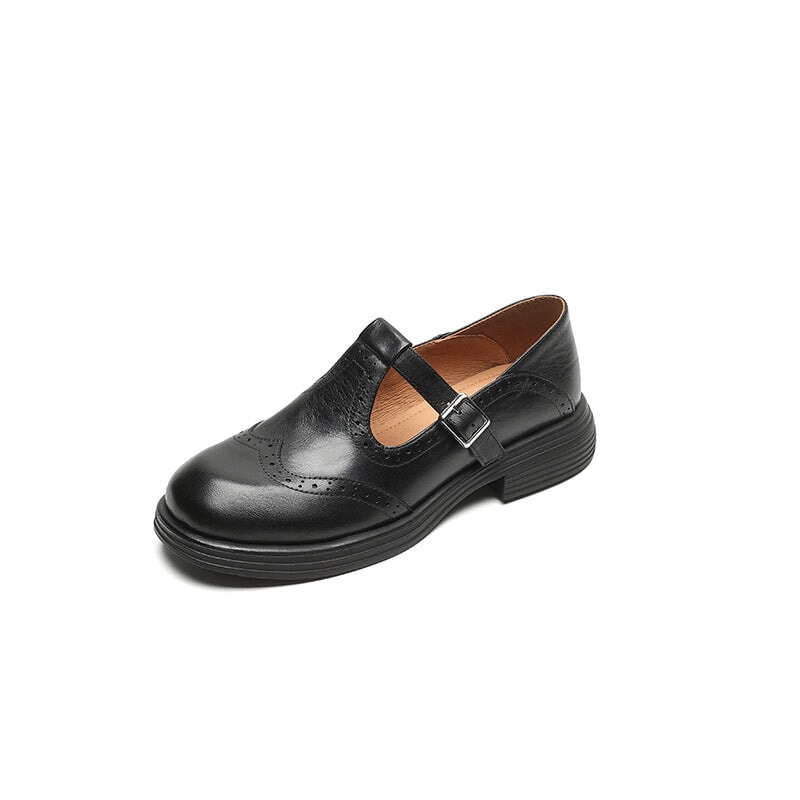 Mattea | Women's Vegan Leather Mary Jane Shoes, Classic Strap Flats for Everyday Wear