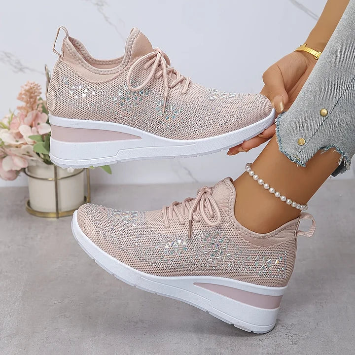 Bonnie | Women's Breathable Mesh Sneakers, Rhinestone Cushioned Comfort Shoes with Arch Support