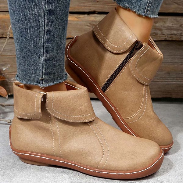 Women's Non-Slip Ankle Boots, Cushioned Buckle Boots with Arch Support