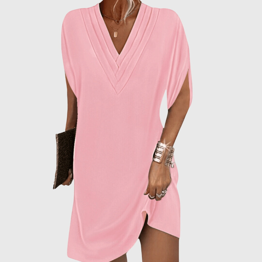 Anita | Women's V-Neck Mini Dress, Flowy Tummy-Hiding Casual Dress