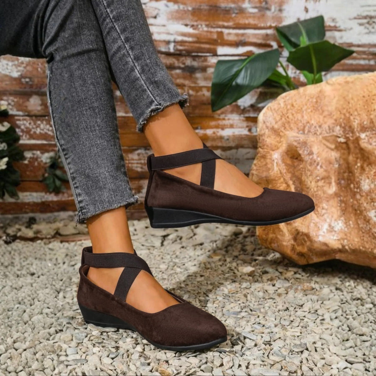 ANGEL | Women's Closed Toe Wedge Slip-On Shoes, Cushioned Comfort Wedges