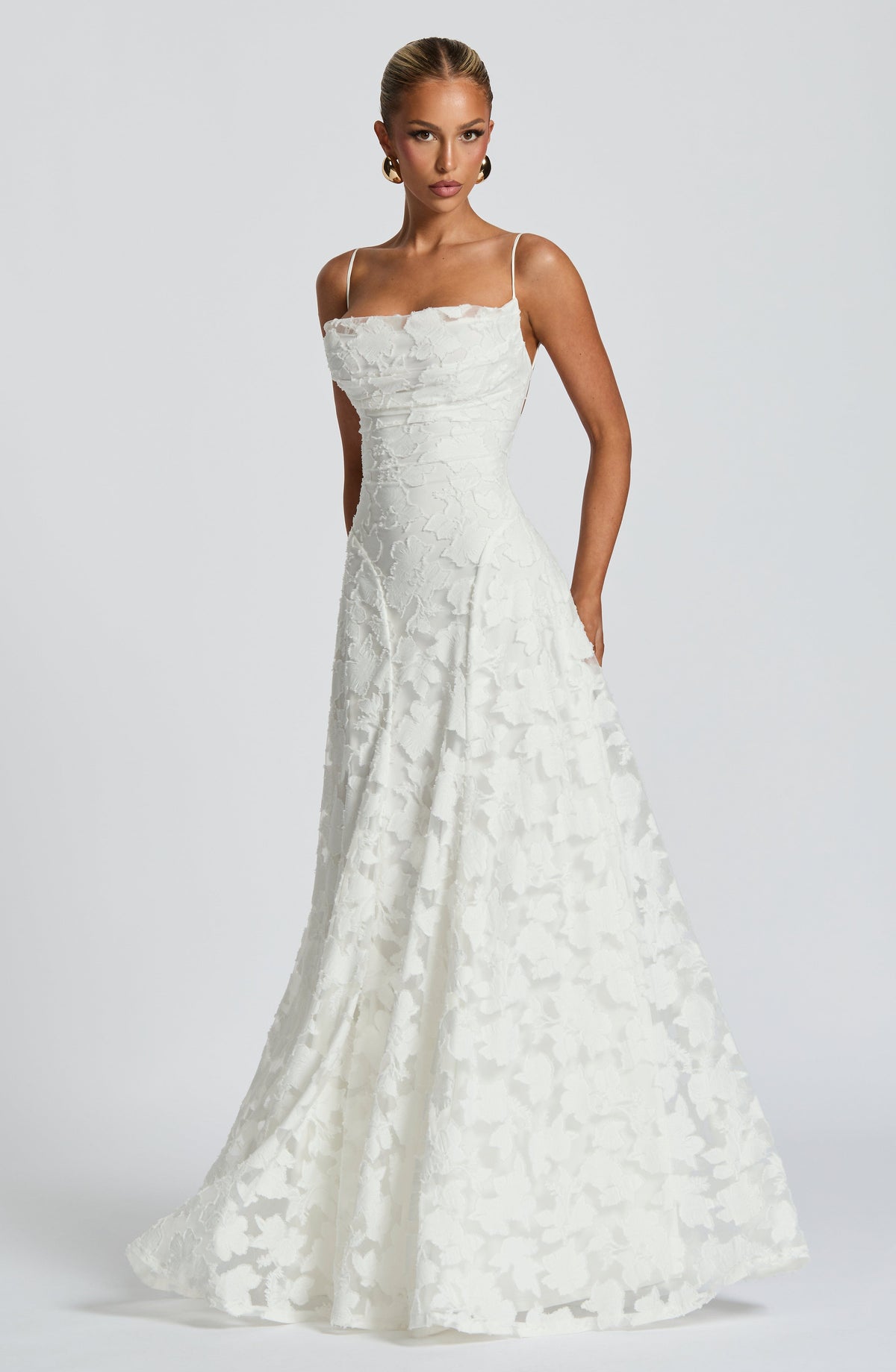 Aveline | Women's Lace Corset Maxi Dress, White Formal Evening Gown for Weddings