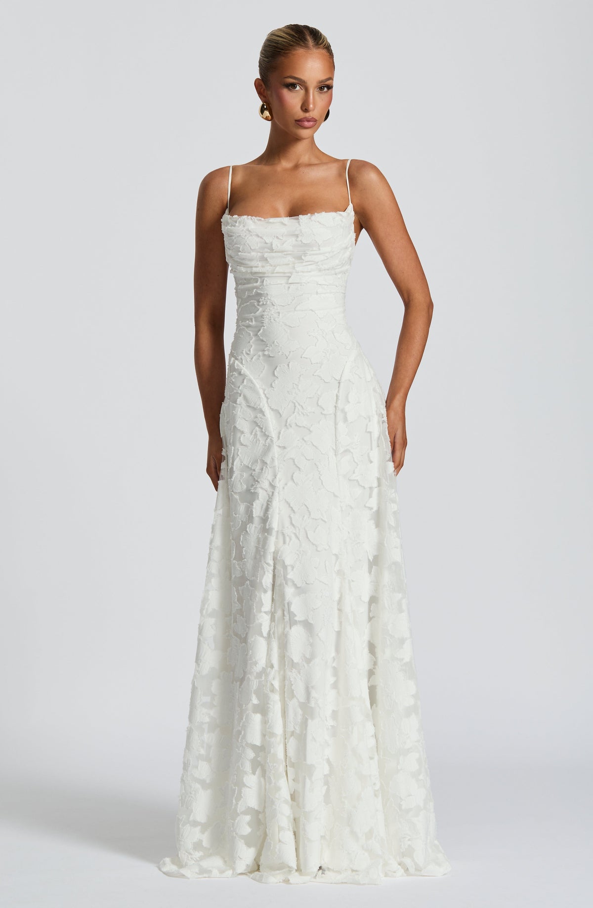 Aveline | Women's Lace Corset Maxi Dress, White Formal Evening Gown for Weddings