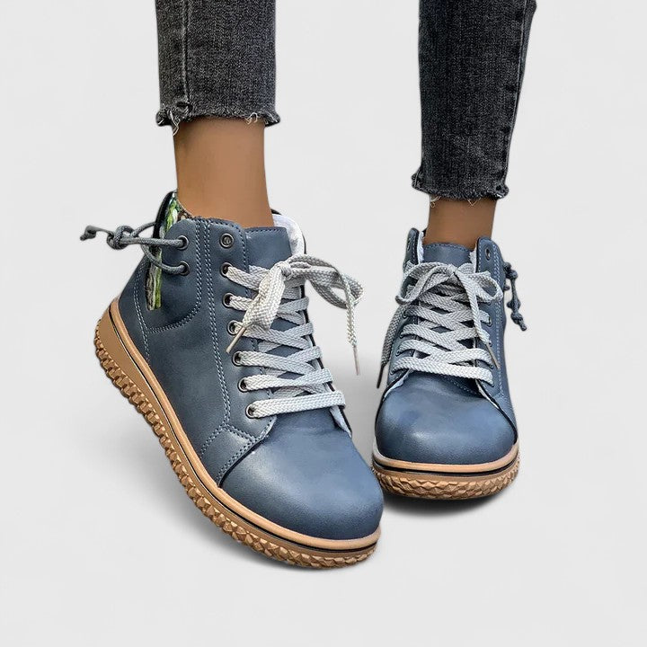 Nyrah | Women's Boho Lace-Up Winter Boots, Knit Collar Non-Slip Boots with Warm Lining