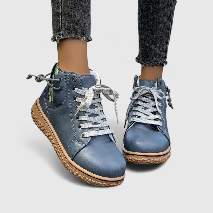 Nyrah | Women's Boho Lace-Up Winter Boots, Knit Collar Non-Slip Boots with Warm Lining