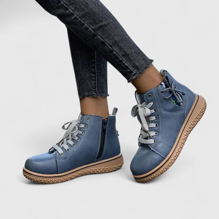 Nyrah | Women's Boho Lace-Up Winter Boots, Knit Collar Non-Slip Boots with Warm Lining