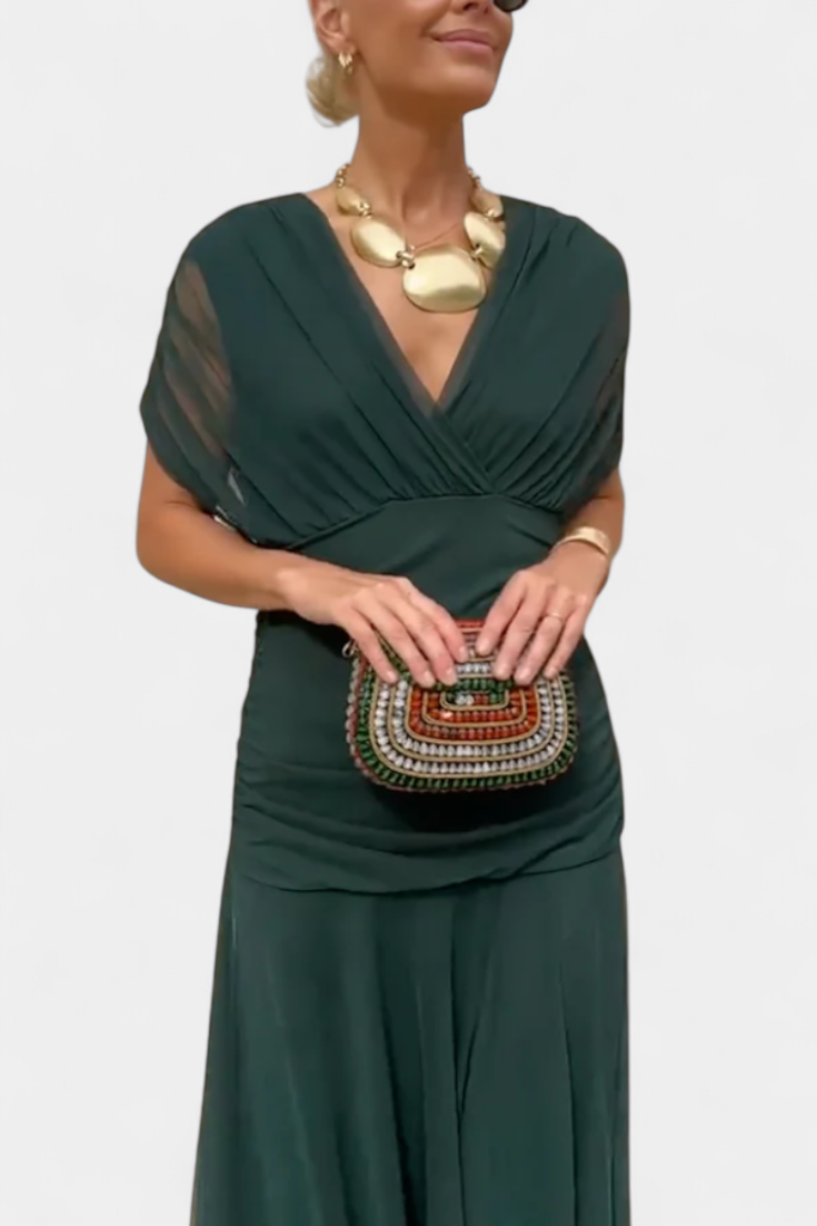 Lowenna | Women's Off-the-Shoulder Maxi Dress, Ruched Evening Party Dress