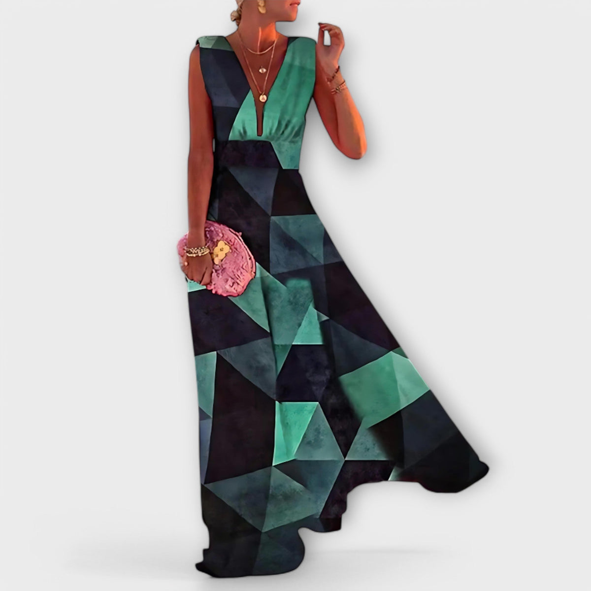 Women's Sleeveless Printed Summer Dress, Lightweight Flowy Dress for Vacation