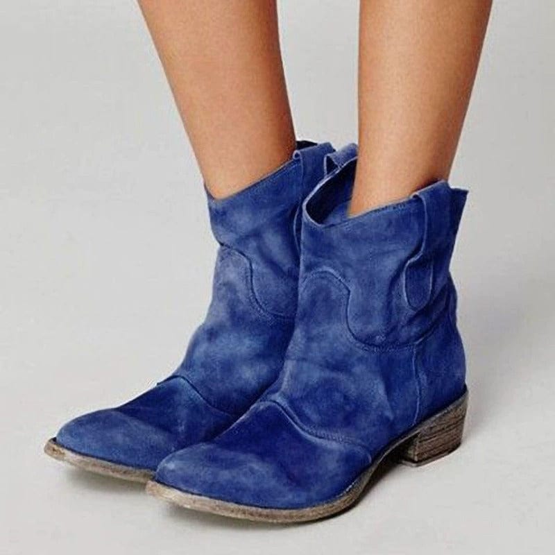 Lyla | Women's Suede Cowboy Boots, Low Heel Western Boots for Casual and Evening Wear