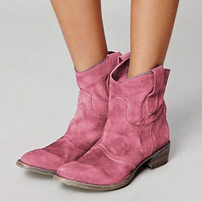 Lyla | Women's Suede Cowboy Boots, Low Heel Western Boots for Casual and Evening Wear