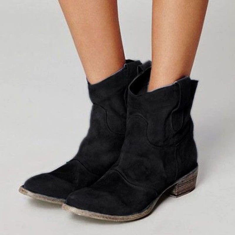 Lyla | Women's Suede Cowboy Boots, Low Heel Western Boots for Casual and Evening Wear